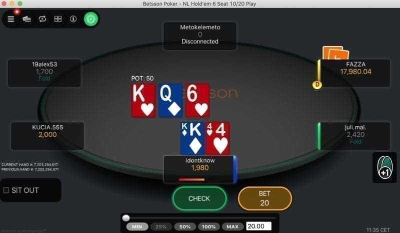 Betsson Poker Table