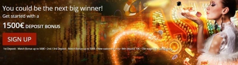 Bannière du bonus de bienvenue d'All Slots Casino