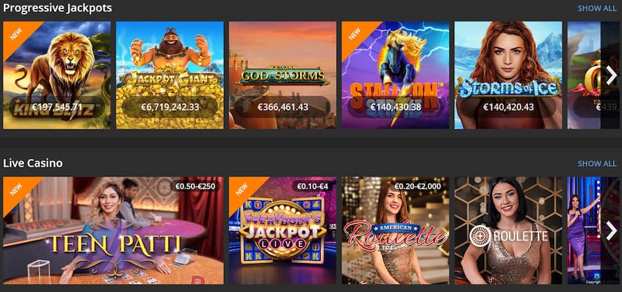 Jackpot Progressivi e Giochi di Live Casino
