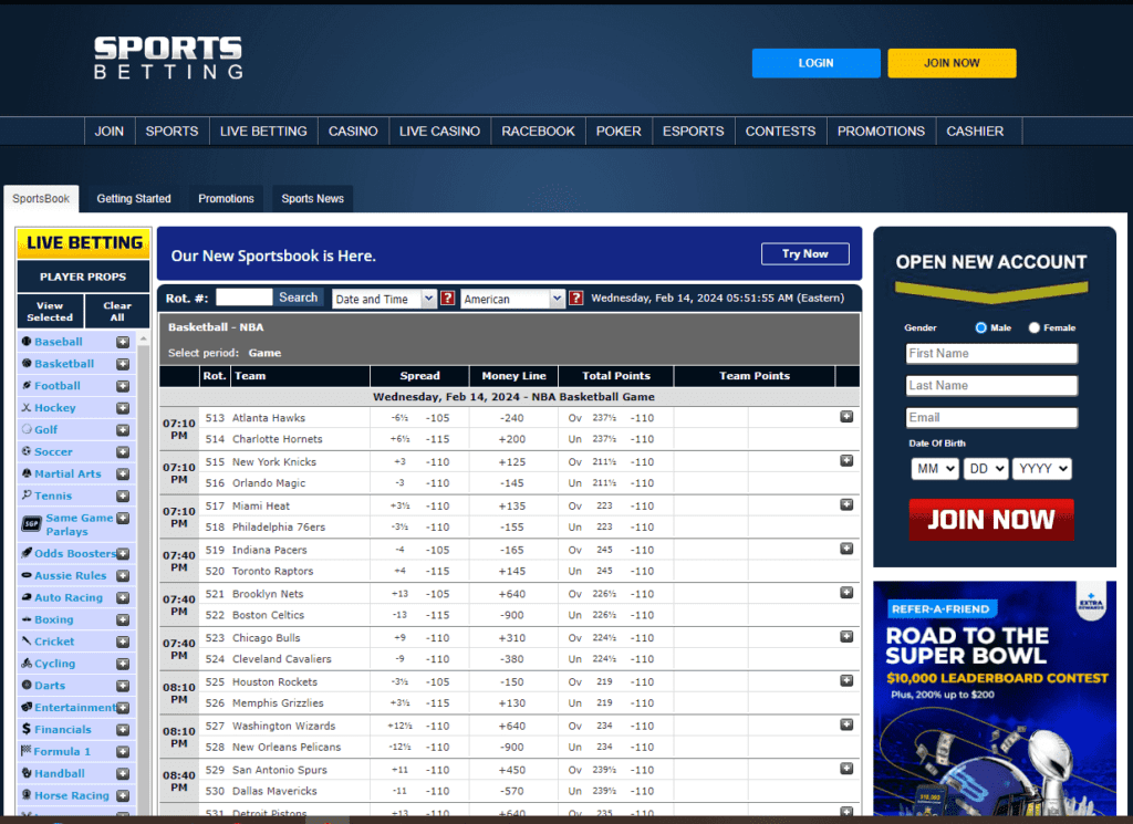 sportsbetting.ag interface