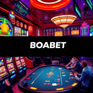 A vibrant online casino interface featuring colorful slot machines and a live dealer table, with symbols of sports betting like odds boards and spo...